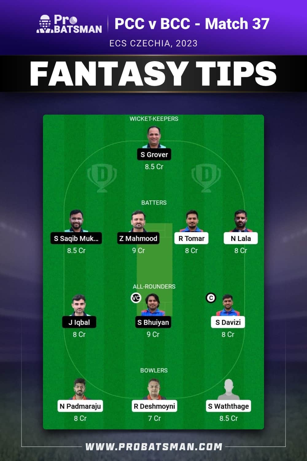 PCC vs BCC Dream11 Prediction - Fantasy Team 2 PCC vs BCC Dream11 Prediction - Fantasy Team 2