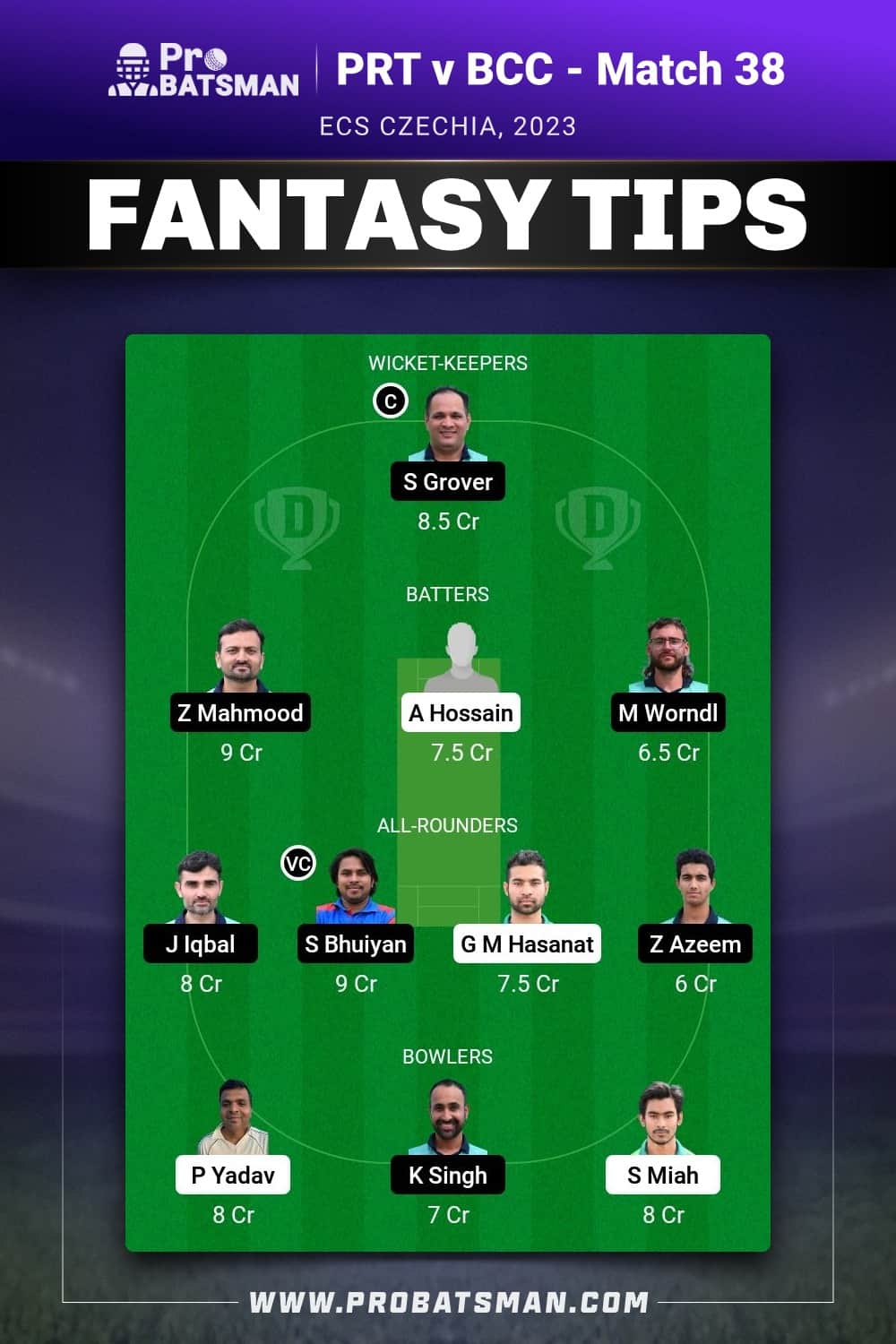 PRT vs BCC Dream11 Prediction - Fantasy Team 2 PRT vs BCC Dream11 Prediction - Fantasy Team 2