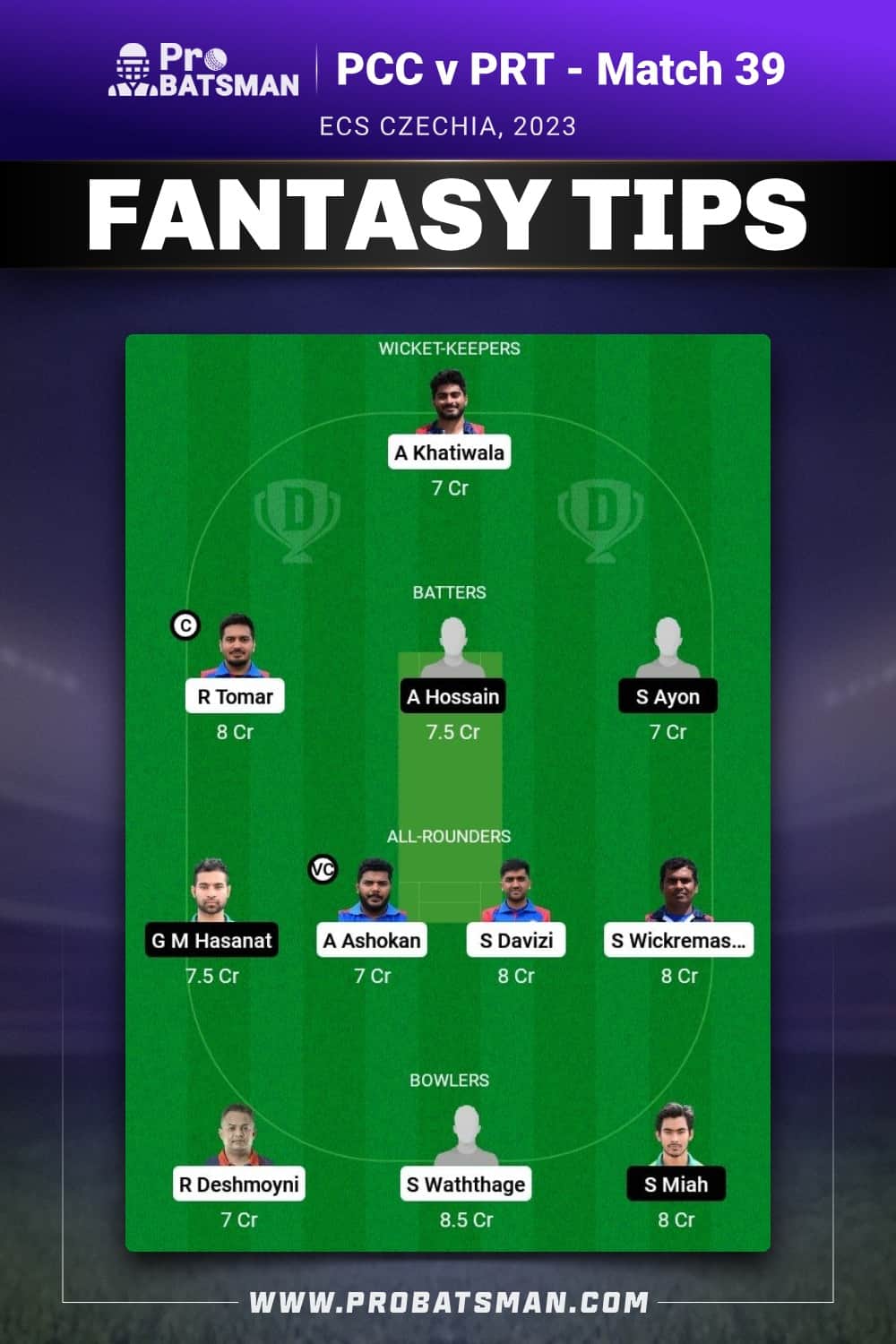PCC vs PRT Dream11 Prediction - Fantasy Team 2 PCC vs PRT Dream11 Prediction - Fantasy Team 2
