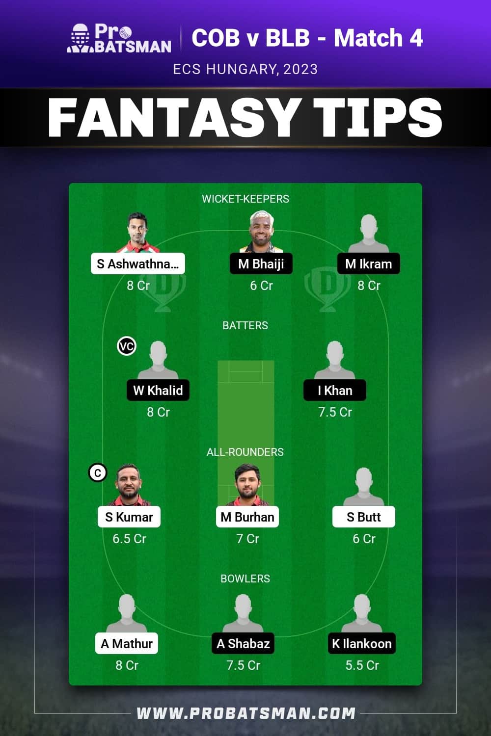 COB vs BLB Dream11 Prediction - Fantasy Team 2