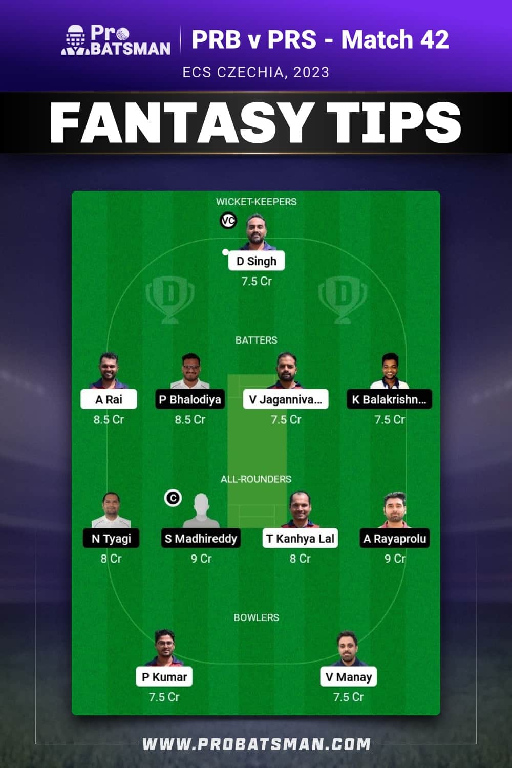 PRB vs PRS Dream11 Prediction - Fantasy Team 1 PRB vs PRS Dream11 Prediction - Fantasy Team 1
