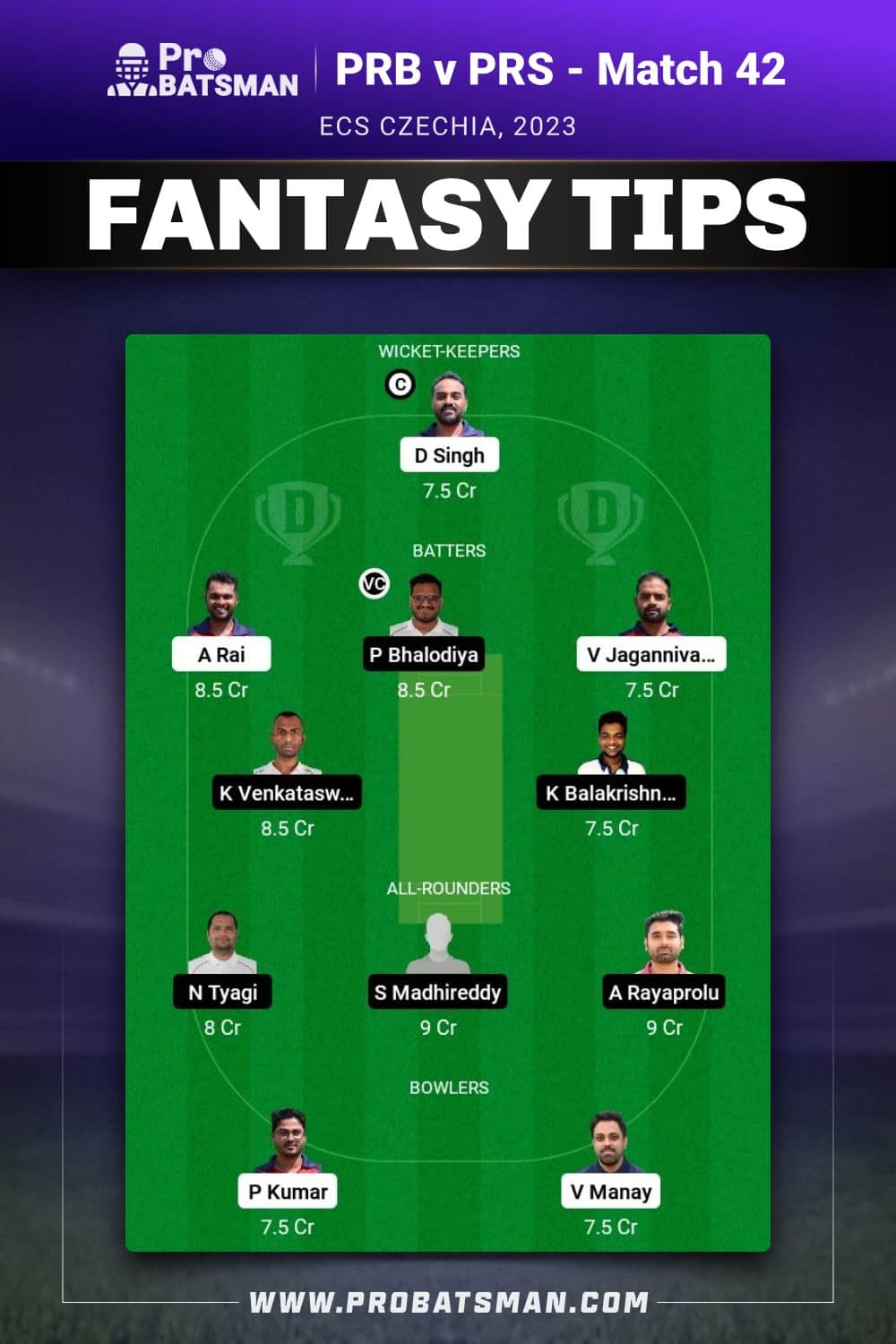 PRB vs PRS Dream11 Prediction - Fantasy Team 2