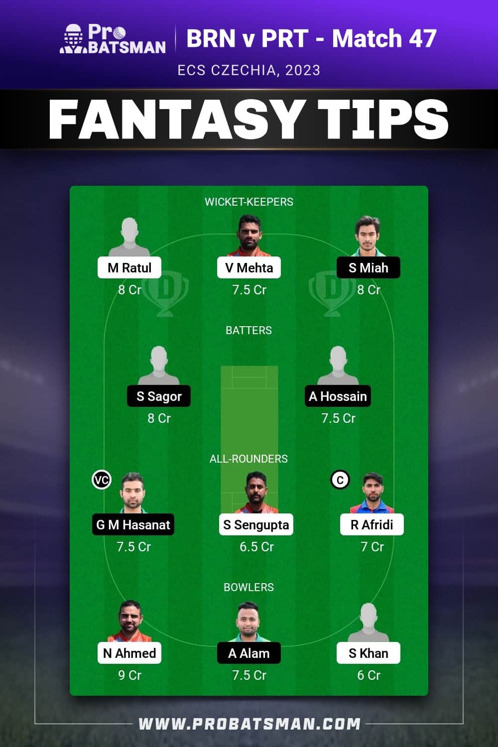 BRN vs PRT Dream11 Prediction - Fantasy Team 2