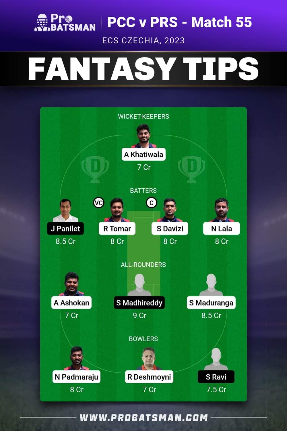 PCC vs PRS Dream11 Prediction - Fantasy Team 1 PCC vs PRS Dream11 Prediction - Fantasy Team 1
