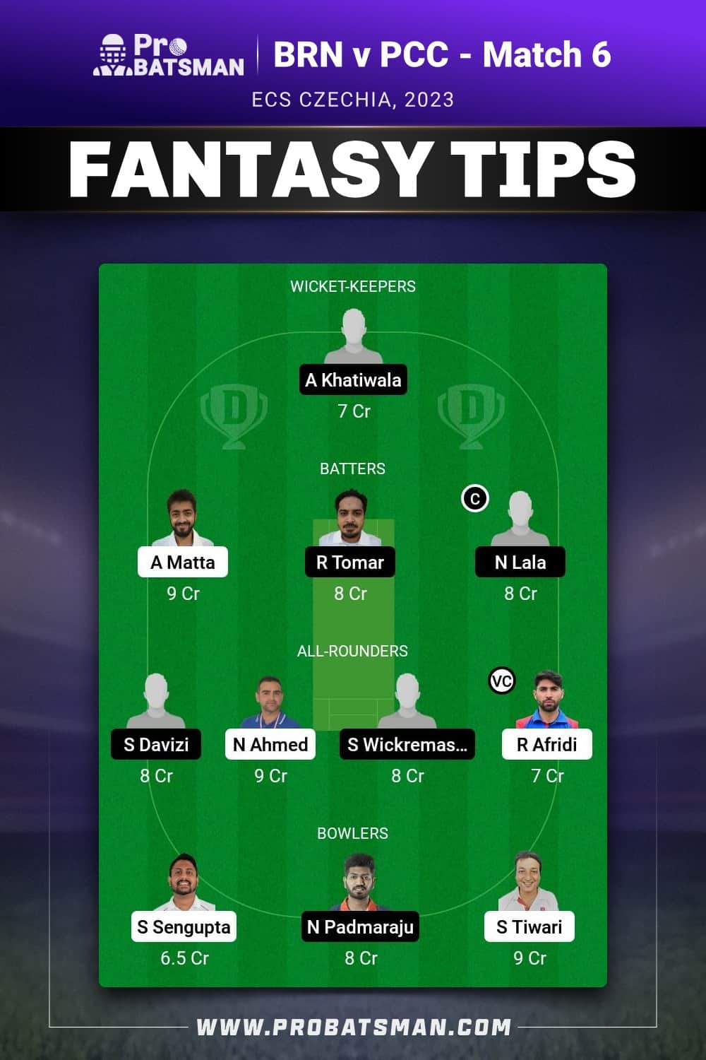 BRN vs PCC Dream11 Prediction - Fantasy Team 1 BRN vs PCC Dream11 Prediction - Fantasy Team 1