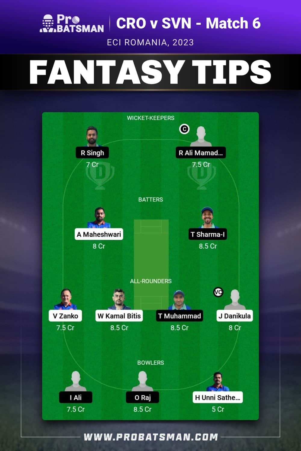 CRO vs SVN Dream11 Prediction - Fantasy Team 2 CRO vs SVN Dream11 Prediction - Fantasy Team 2