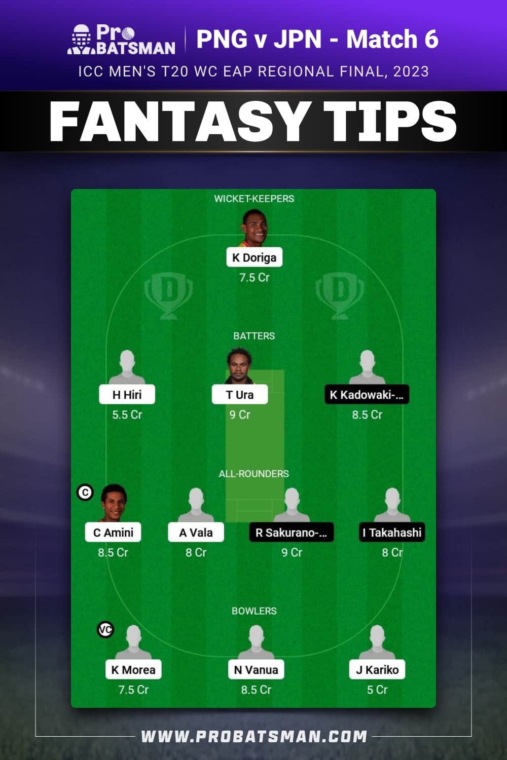 PNG vs JPN Dream11 Prediction - Fantasy Team 1 PNG vs JPN Dream11 Prediction - Fantasy Team 1