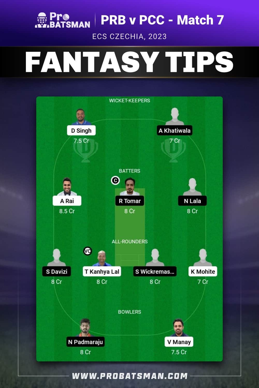 PRB vs PCC Dream11 Prediction - Fantasy Team 1 PRB vs PCC Dream11 Prediction - Fantasy Team 1
