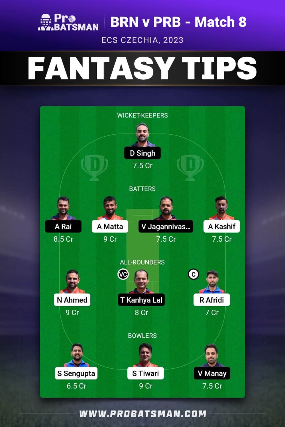 BRN vs PRB Dream11 Prediction - Fantasy Team 1 BRN vs PRB Dream11 Prediction - Fantasy Team 1