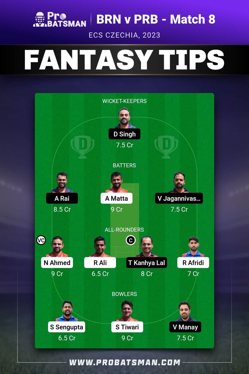 BRN vs PRB Dream11 Prediction - Fantasy Team 2 BRN vs PRB Dream11 Prediction - Fantasy Team 2