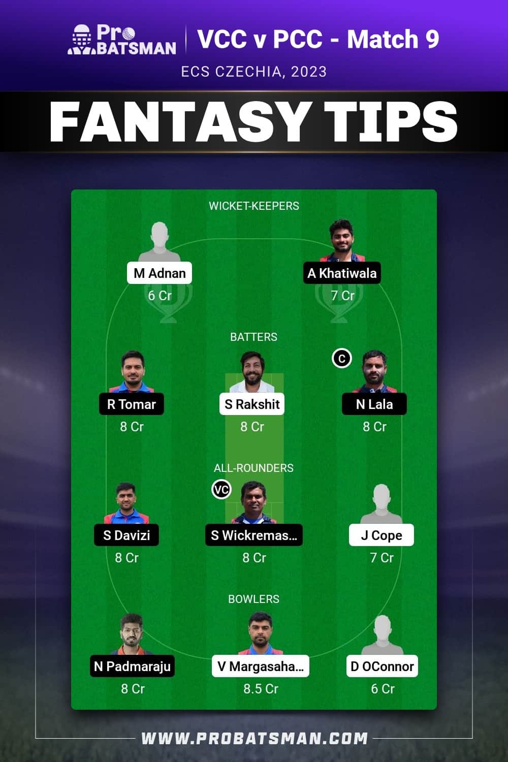 VCC vs PCC Dream11 Prediction - Fantasy Team 2 VCC vs PCC Dream11 Prediction - Fantasy Team 2