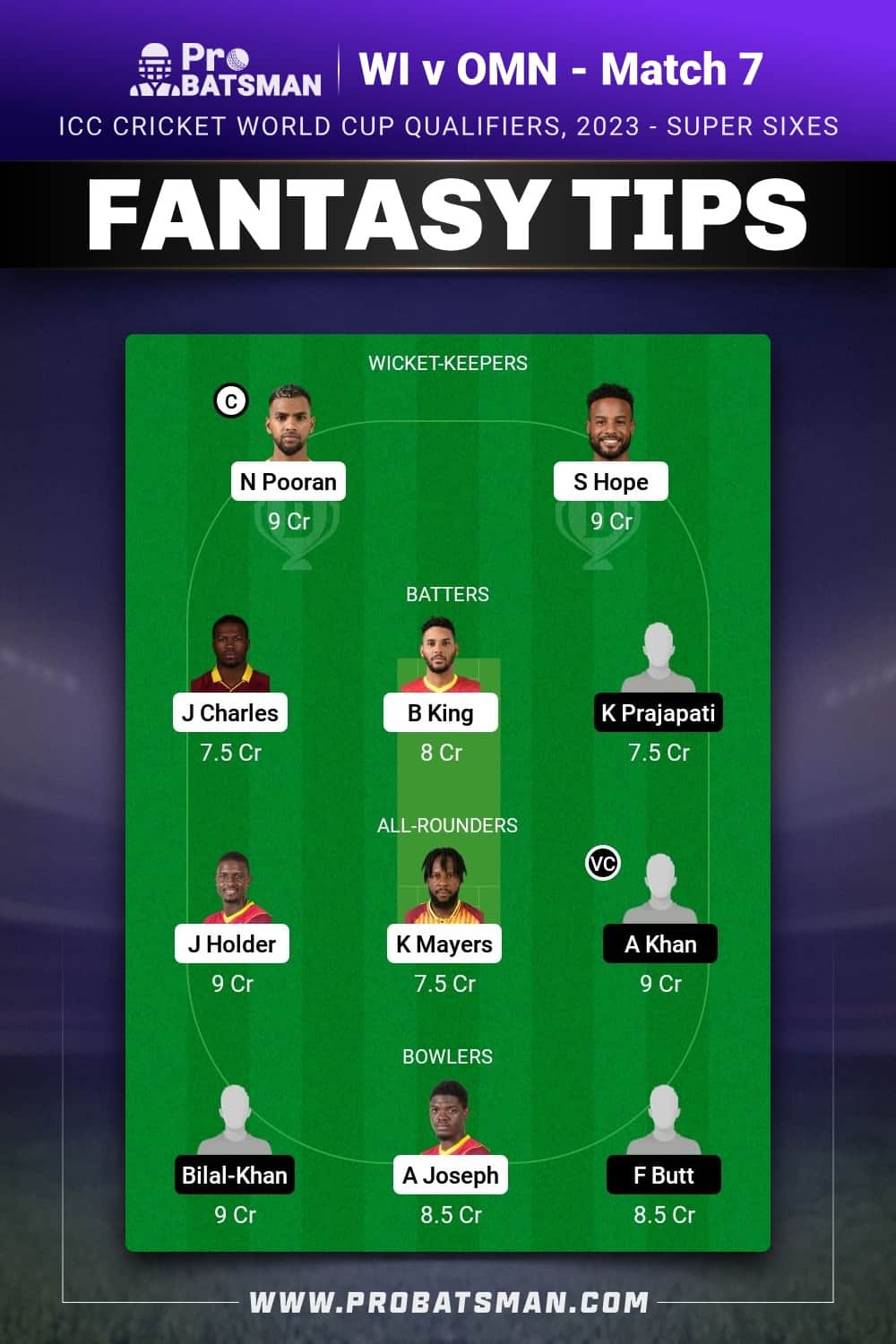 WI vs OMN Dream11 Prediction - Fantasy Team 2 WI vs OMN Dream11 Prediction - Fantasy Team 2