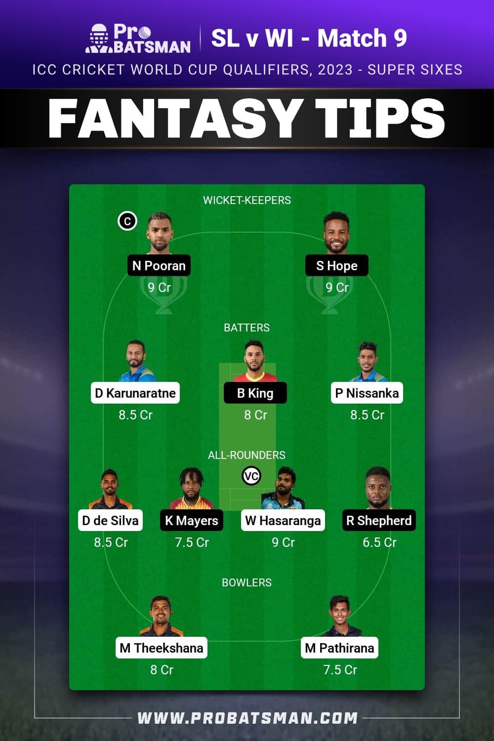 SL vs WI Dream11 Prediction - Fantasy Team 2