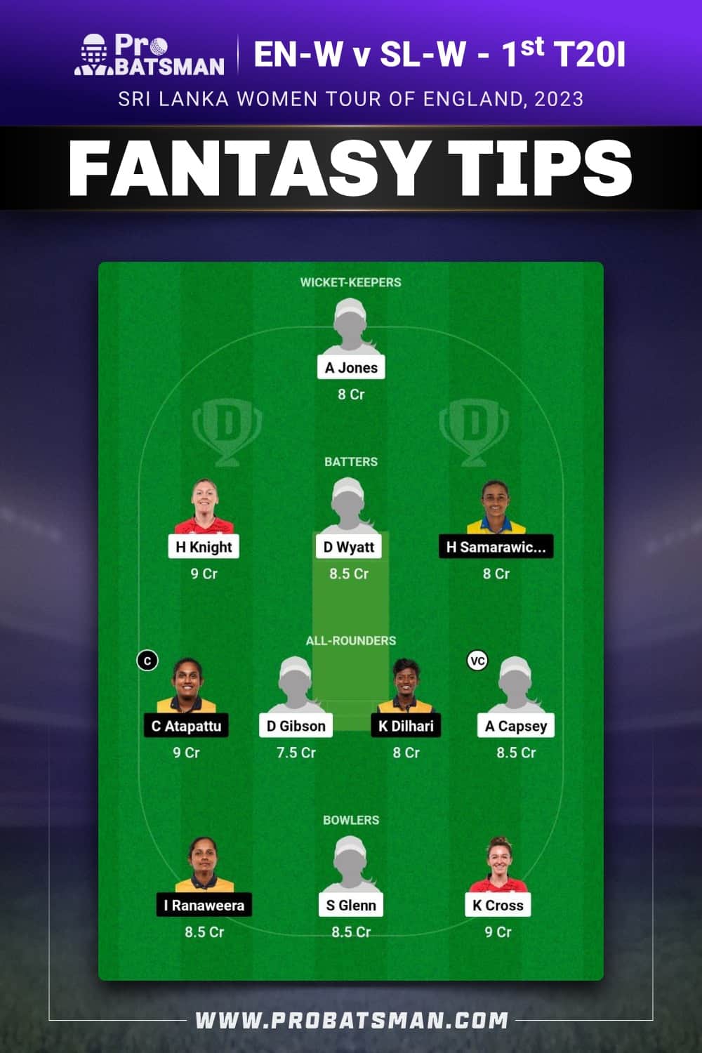 EN-W vs SL-W Dream11 Prediction - Fantasy Team 1 EN-W vs SL-W Dream11 Prediction - Fantasy Team 1
