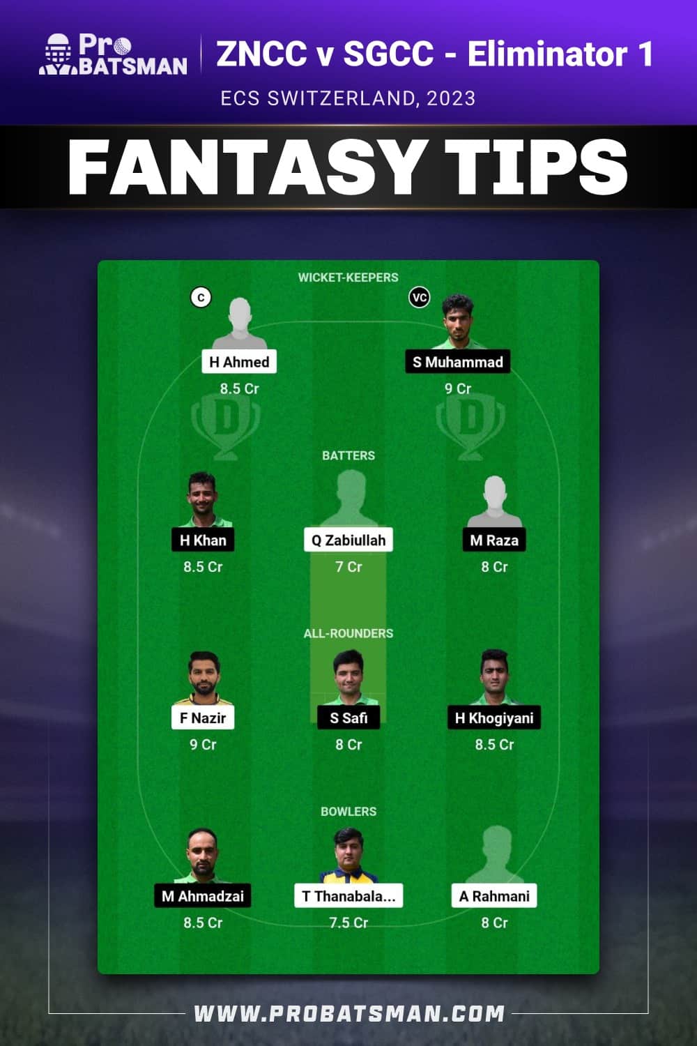 ZNCC vs SGCC Dream11 Prediction - Fantasy Team 2 ZNCC vs SGCC Dream11 Prediction - Fantasy Team 2