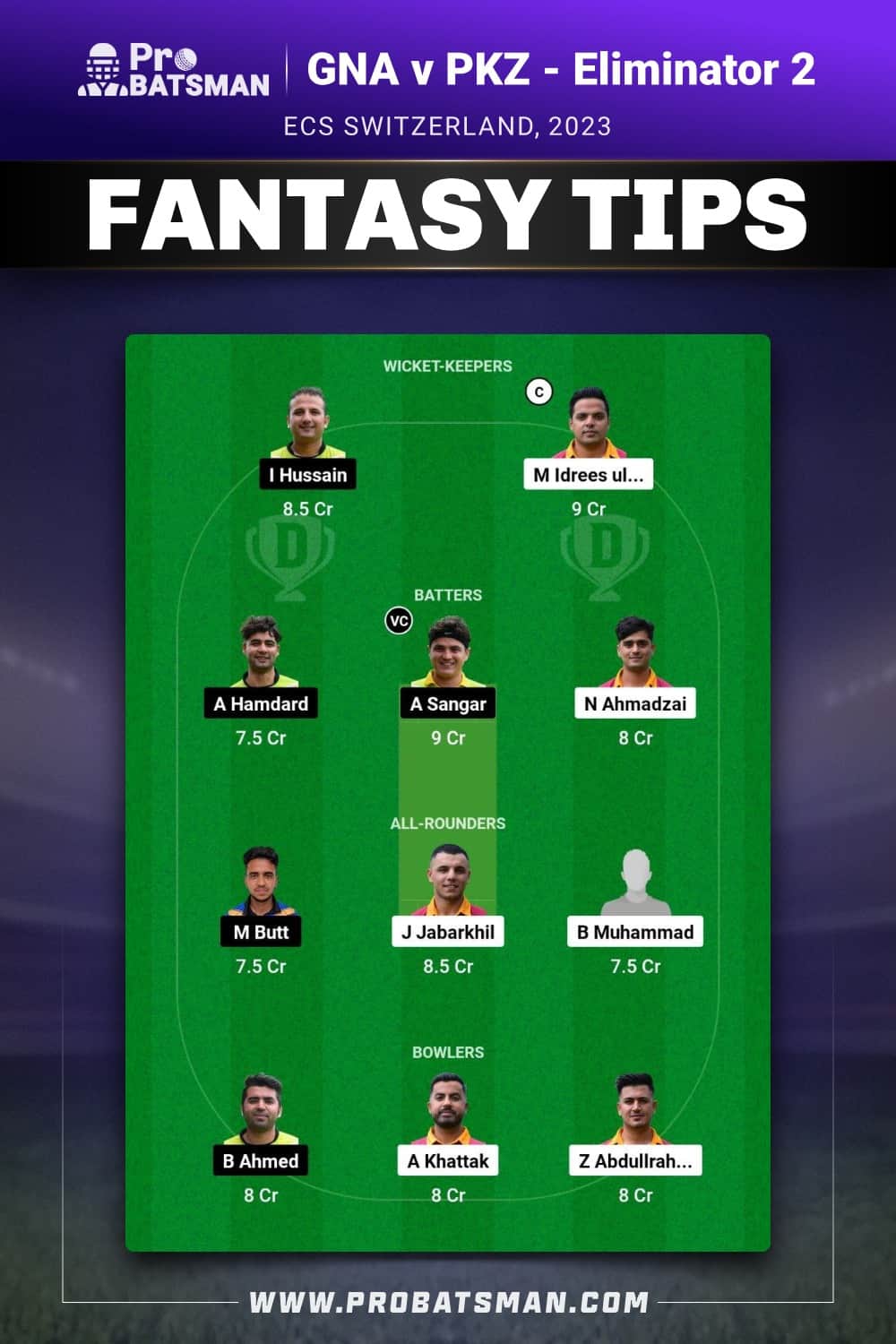 GNA vs PKZ Dream11 Prediction - Fantasy Team 2 GNA vs PKZ Dream11 Prediction - Fantasy Team 2
