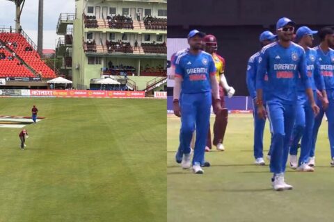 IND vs WI 3rd T20I: Ground Staff Forgets to Draw Power Play Circle, Players Forced to Exit Field