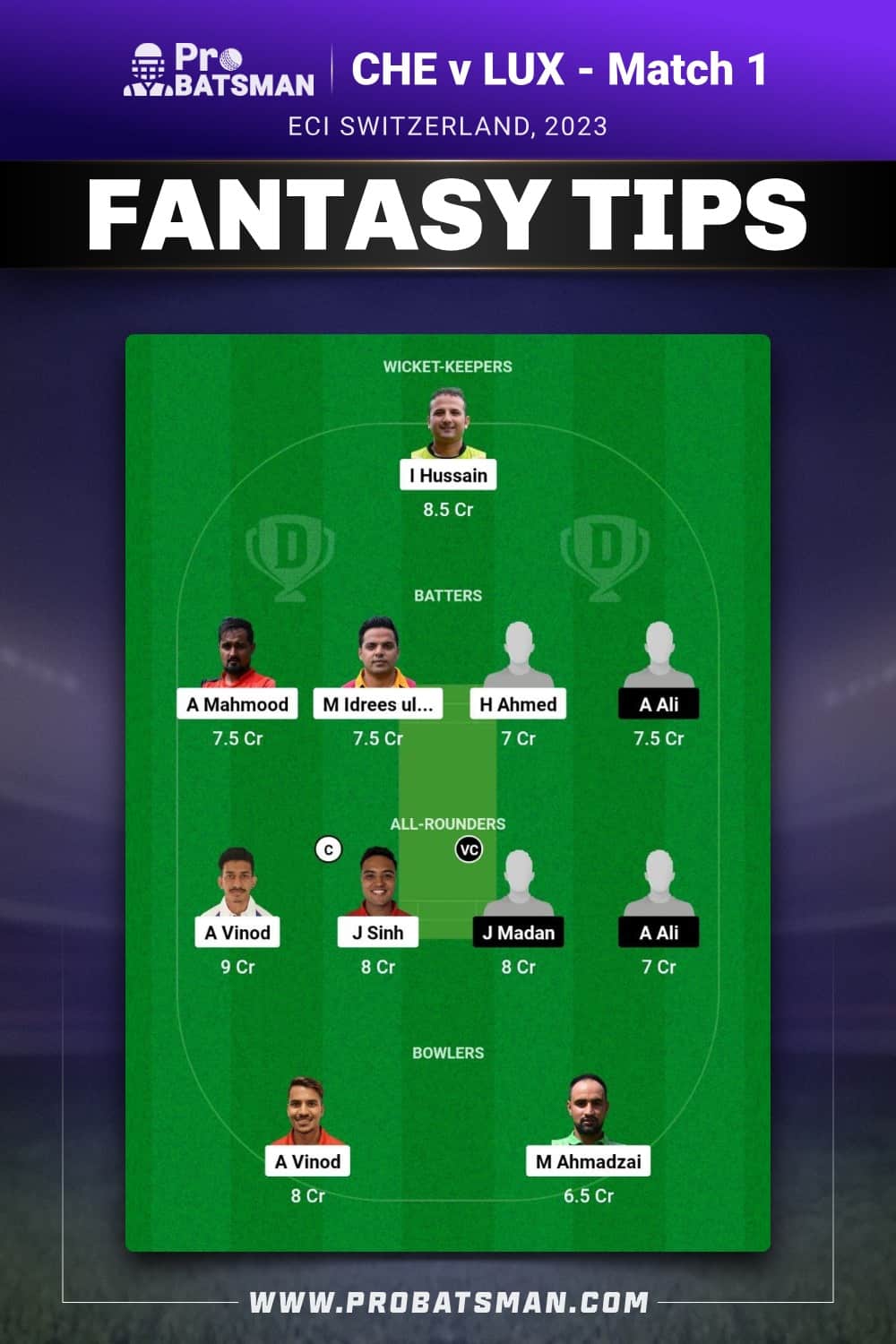 CHE vs LUX Dream11 Prediction - Fantasy Team 2 CHE vs LUX Dream11 Prediction - Fantasy Team 2