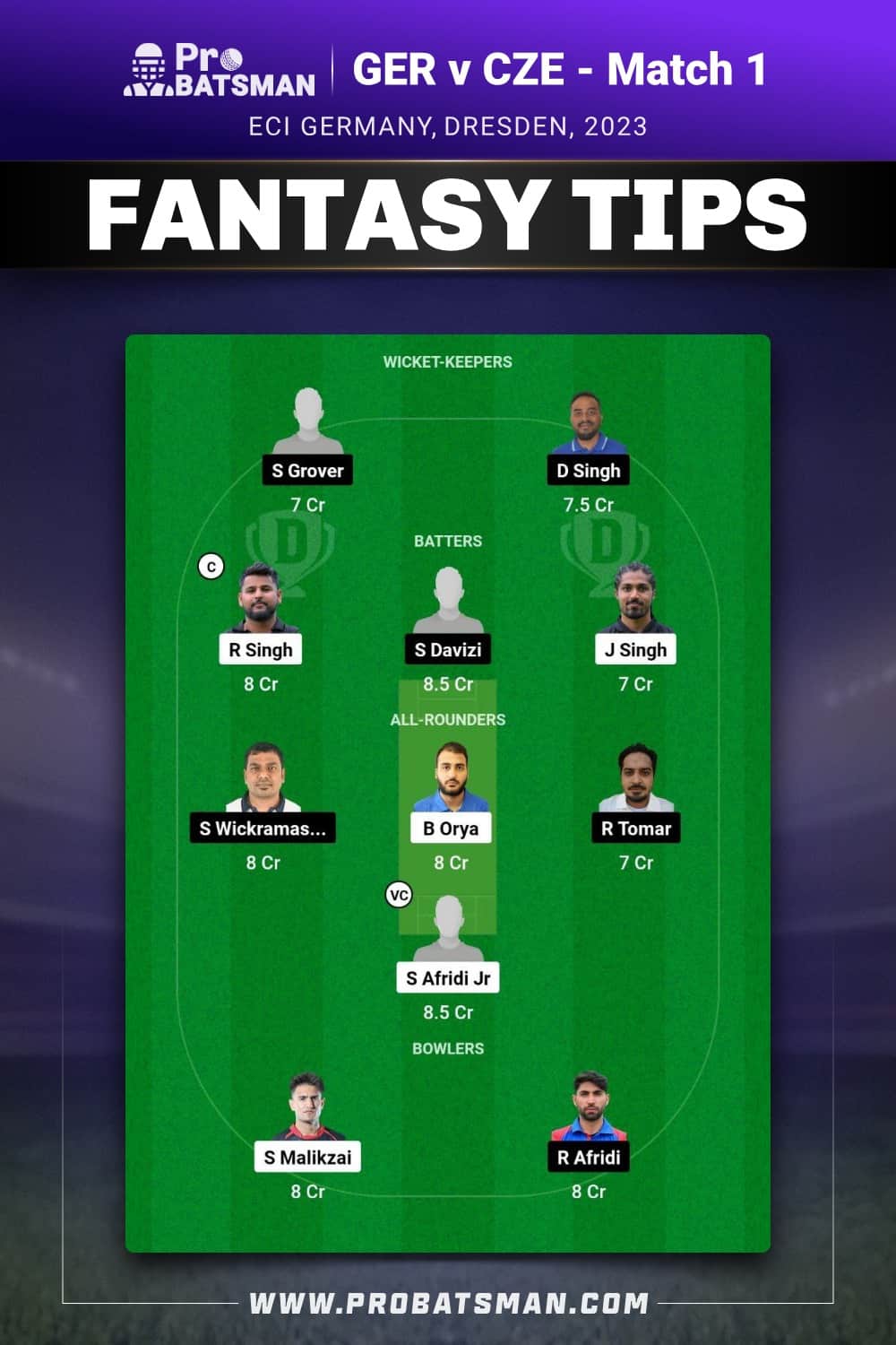 GER vs CZE Dream11 Prediction - Fantasy Team 1 GER vs CZE Dream11 Prediction - Fantasy Team 1
