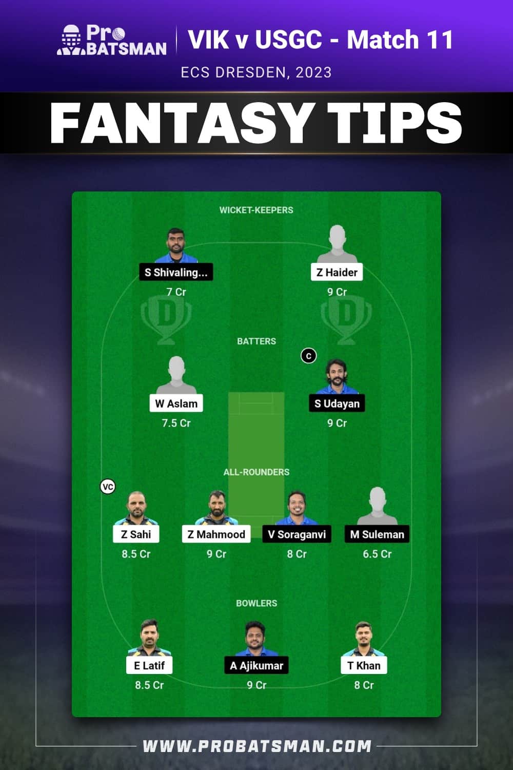 VIK vs USGC Dream11 Prediction - Fantasy Team 2