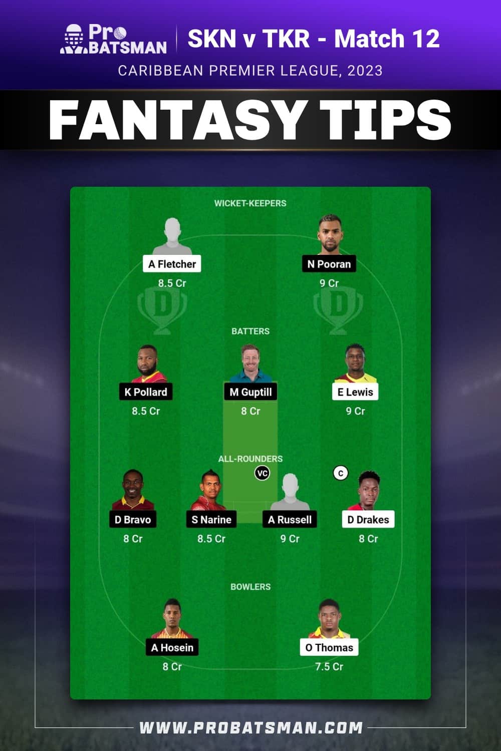 SKN vs TKR Dream11 Prediction - Fantasy Team 2 SKN vs TKR Dream11 Prediction - Fantasy Team 2