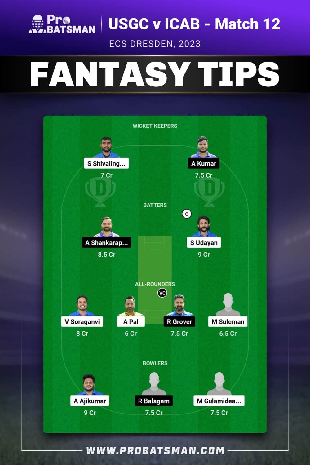 USGC vs ICAB Dream11 Prediction - Fantasy Team 1