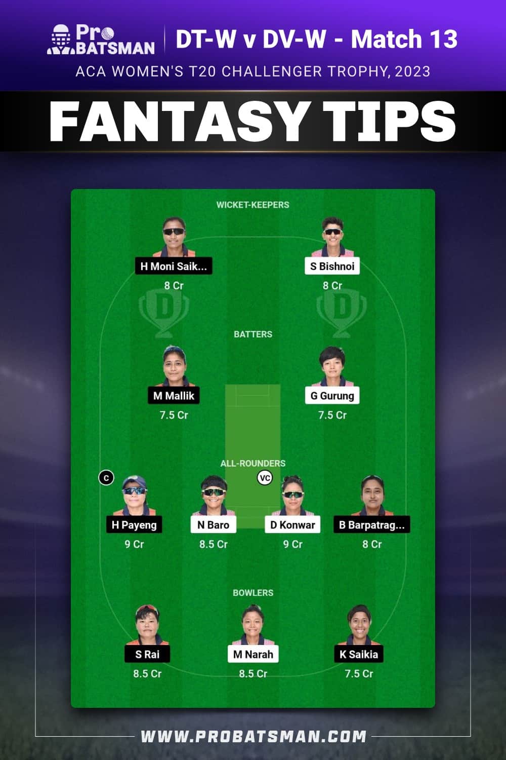 DT-W vs DV-W Dream11 Prediction - Fantasy Team 1 DT-W vs DV-W Dream11 Prediction - Fantasy Team 1