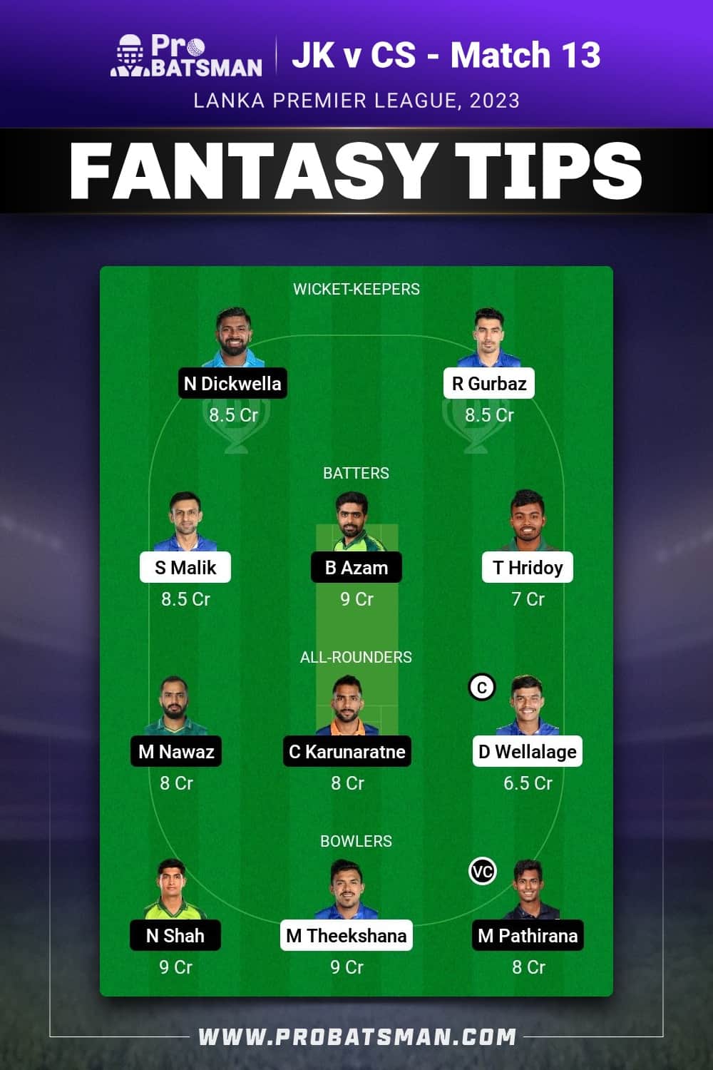 JK vs CS Dream11 Prediction - Fantasy Team 2 JK vs CS Dream11 Prediction - Fantasy Team 2