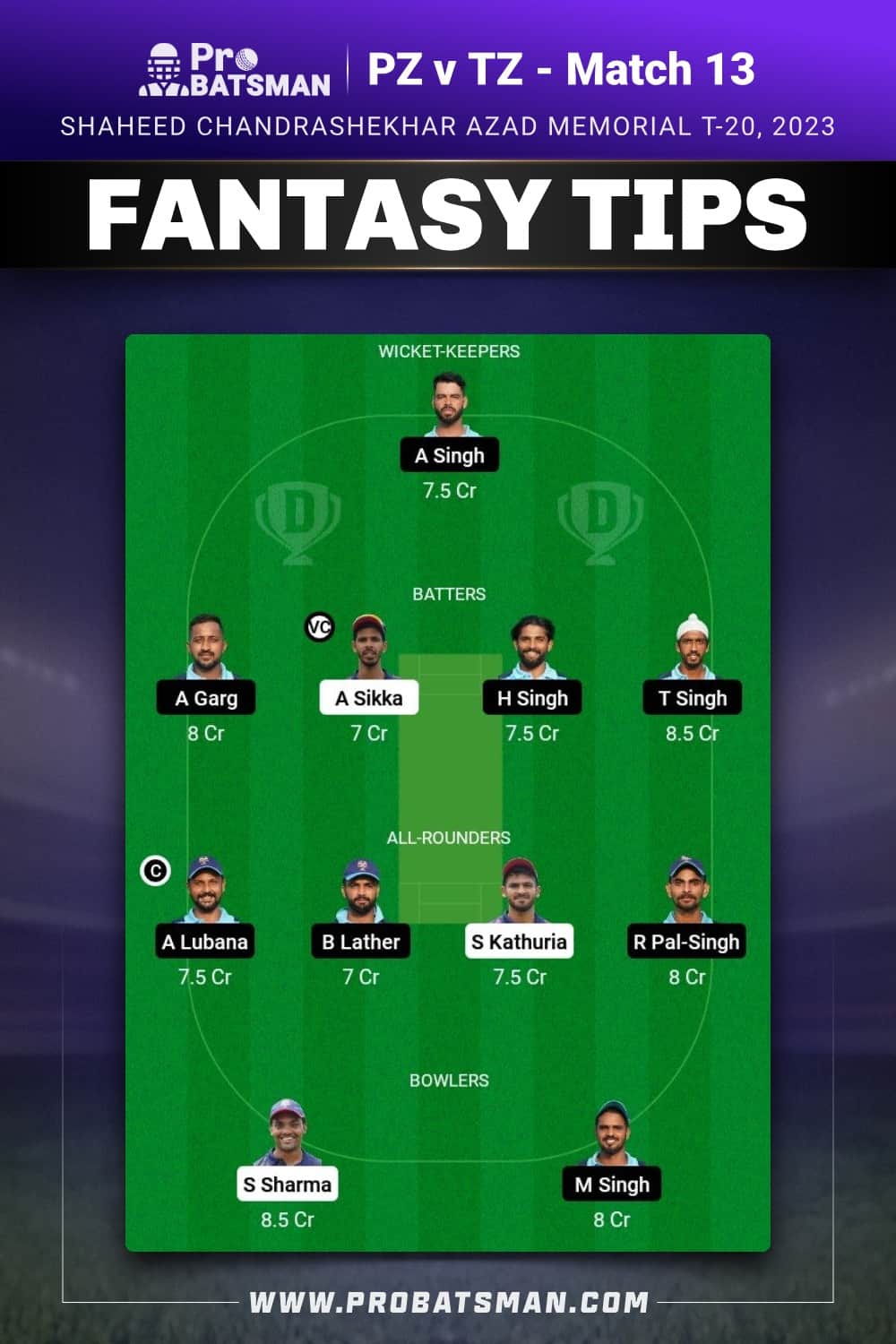 PZ vs TZ Dream11 Prediction - Fantasy Team 2 PZ vs TZ Dream11 Prediction - Fantasy Team 2