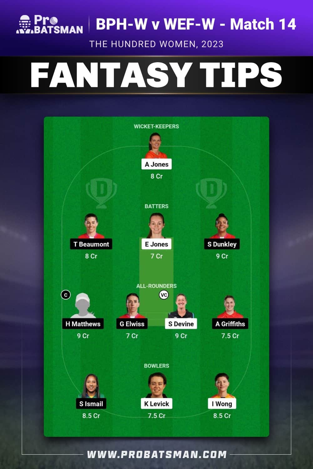 BPH-W vs WEF-W Dream11 Prediction - Fantasy Team 1 BPH-W vs WEF-W Dream11 Prediction - Fantasy Team 1