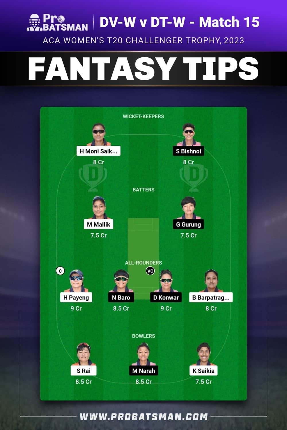 DV-W vs DT-W Dream11 Prediction - Fantasy Team 1