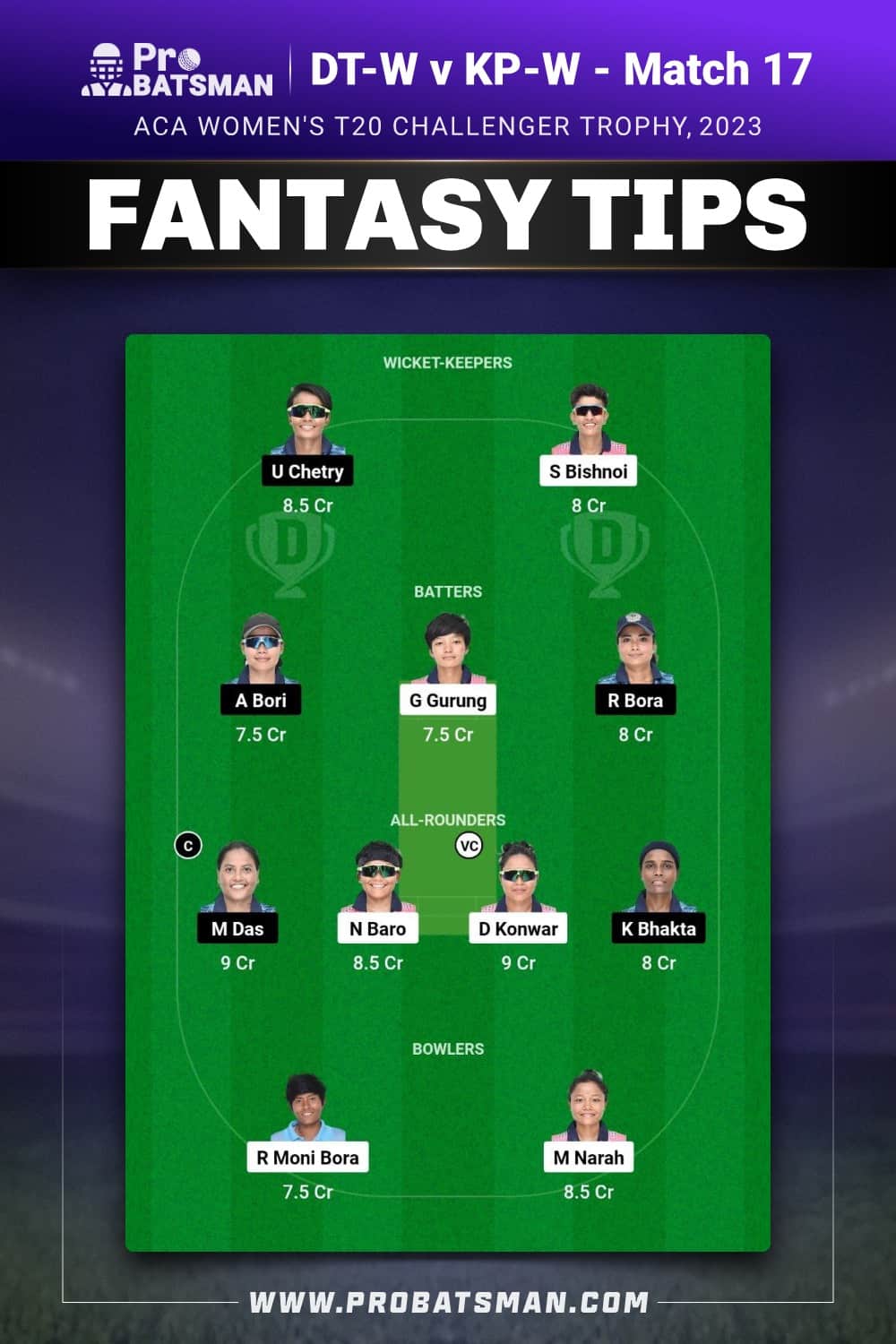 DT-W vs KP-W Dream11 Prediction - Fantasy Team 1 DT-W vs KP-W Dream11 Prediction - Fantasy Team 1