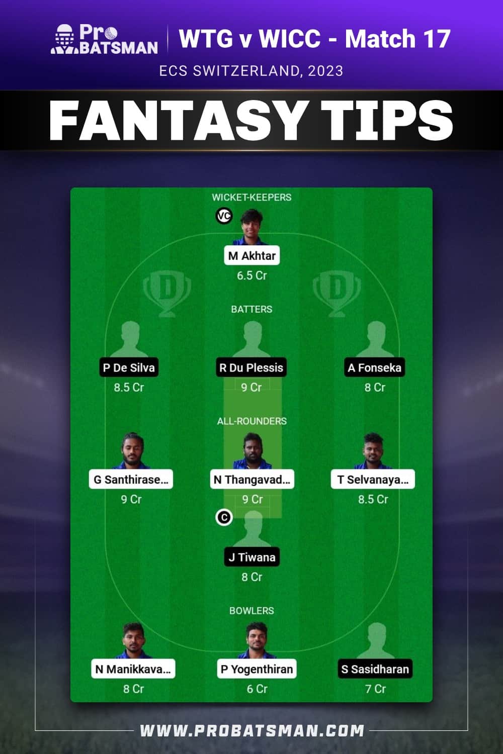 WTG vs WICC Dream11 Prediction - Fantasy Team 2 WTG vs WICC Dream11 Prediction - Fantasy Team 2