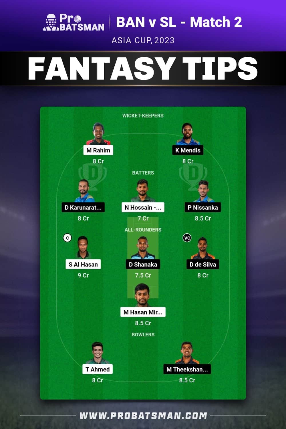 BAN vs SL Dream11 Prediction With Stats, Pitch Report & Player Record of Asia Cup, 2023 For Match 2 BAN vs SL Dream11 Prediction With Stats, Pitch Report & Player Record of Asia Cup, 2023 For Match 2