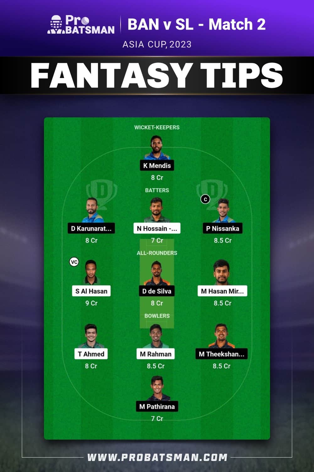 BAN vs SL Dream11 Prediction - Fantasy Team 2 BAN vs SL Dream11 Prediction - Fantasy Team 2
