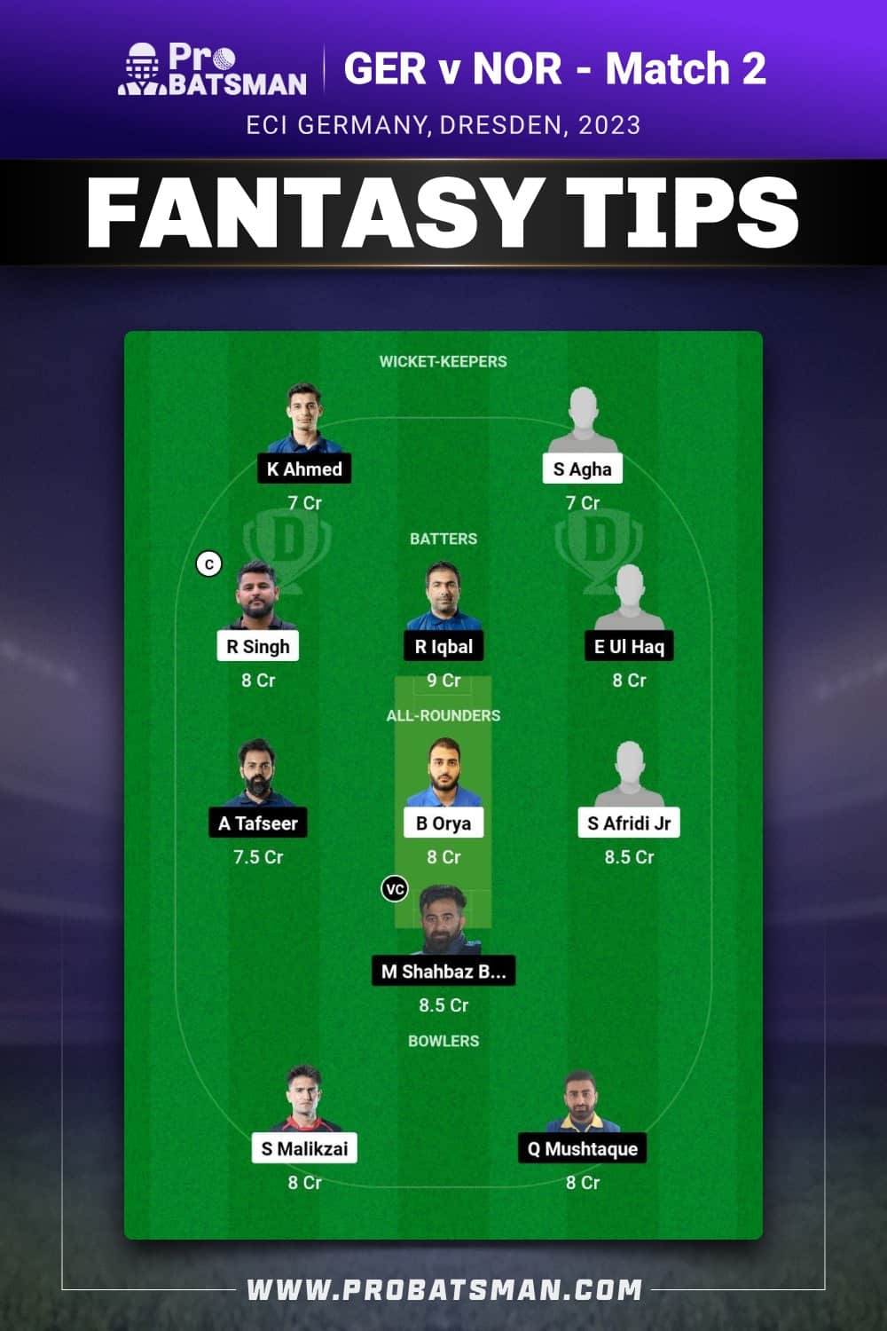 GER vs NOR Dream11 Prediction - Fantasy Team 1 GER vs NOR Dream11 Prediction - Fantasy Team 1