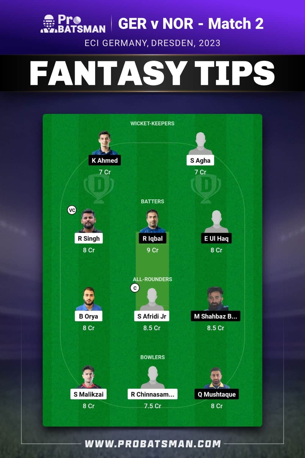 GER vs NOR Dream11 Prediction - Fantasy Team 2 GER vs NOR Dream11 Prediction - Fantasy Team 2