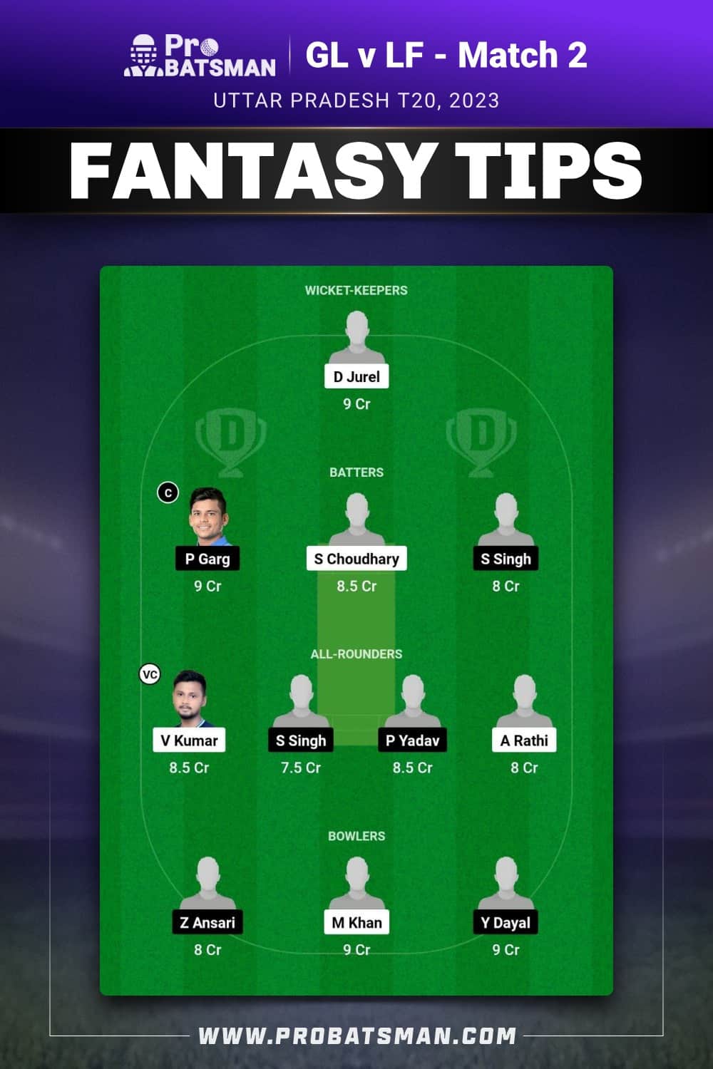 GL vs LF Dream11 Prediction - Fantasy Team 1 GL vs LF Dream11 Prediction - Fantasy Team 1
