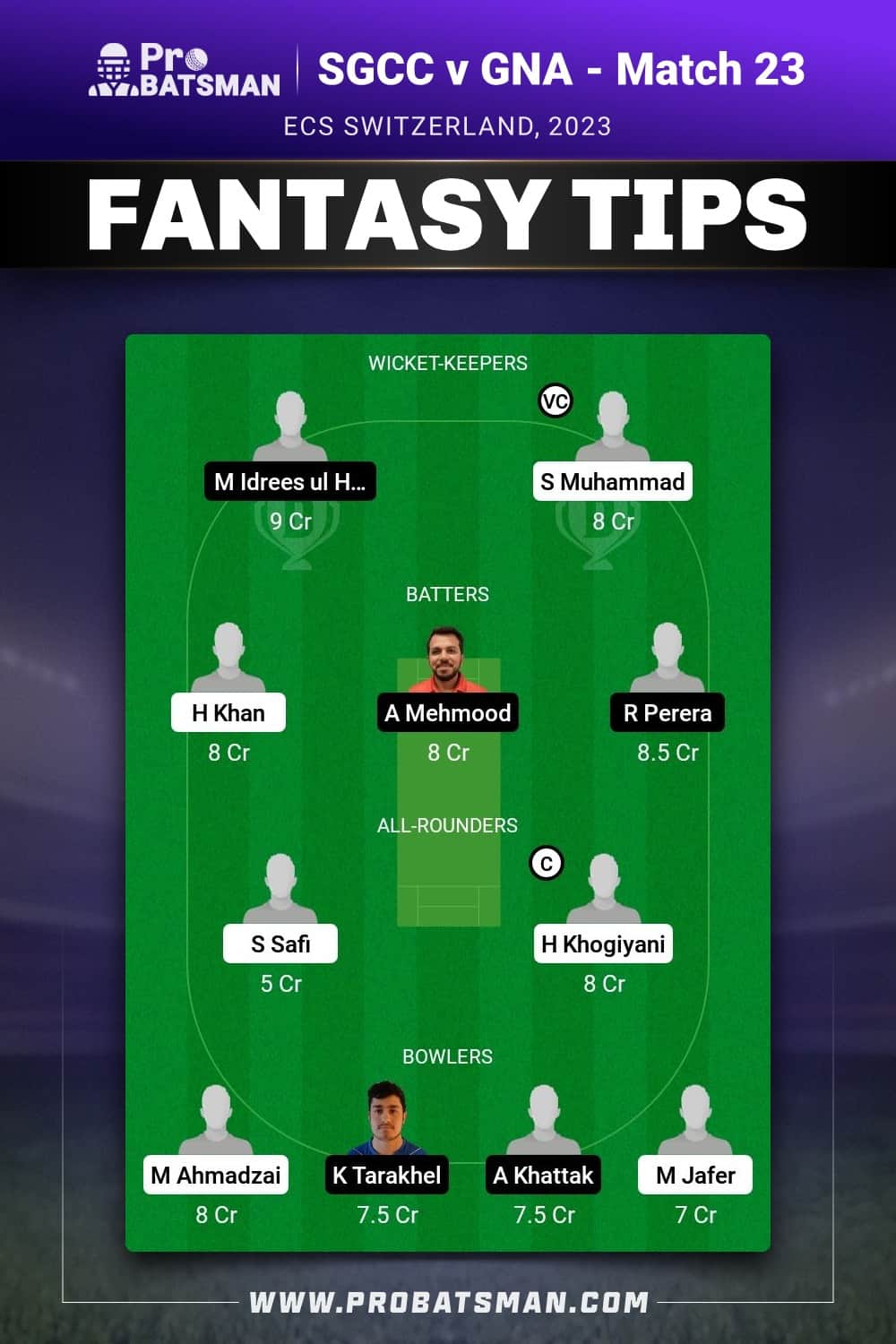 SGCC vs GNA Dream11 Prediction - Fantasy Team 1 SGCC vs GNA Dream11 Prediction - Fantasy Team 1