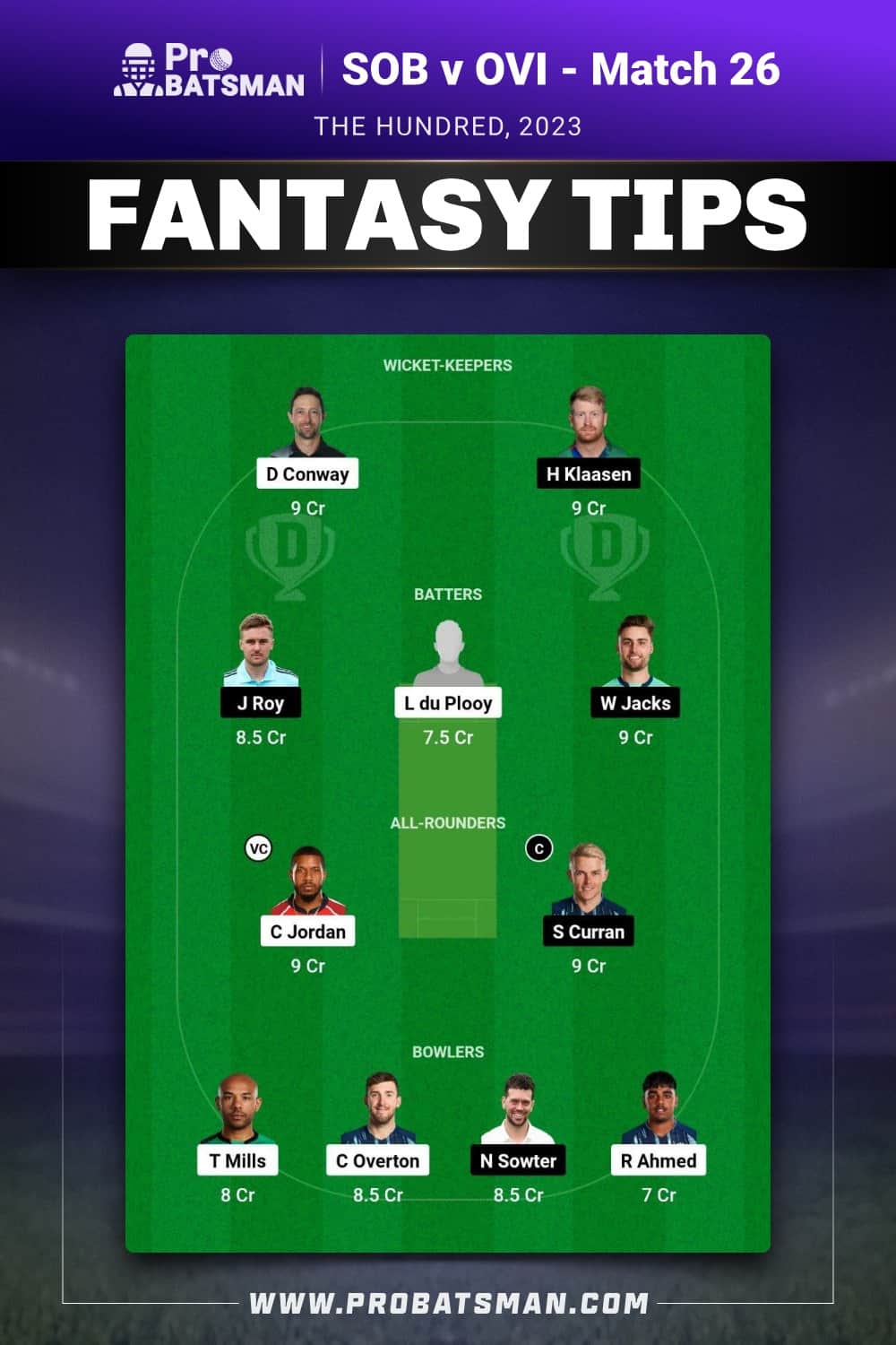 SOB vs OVI Dream11 Prediction - Fantasy Team 2