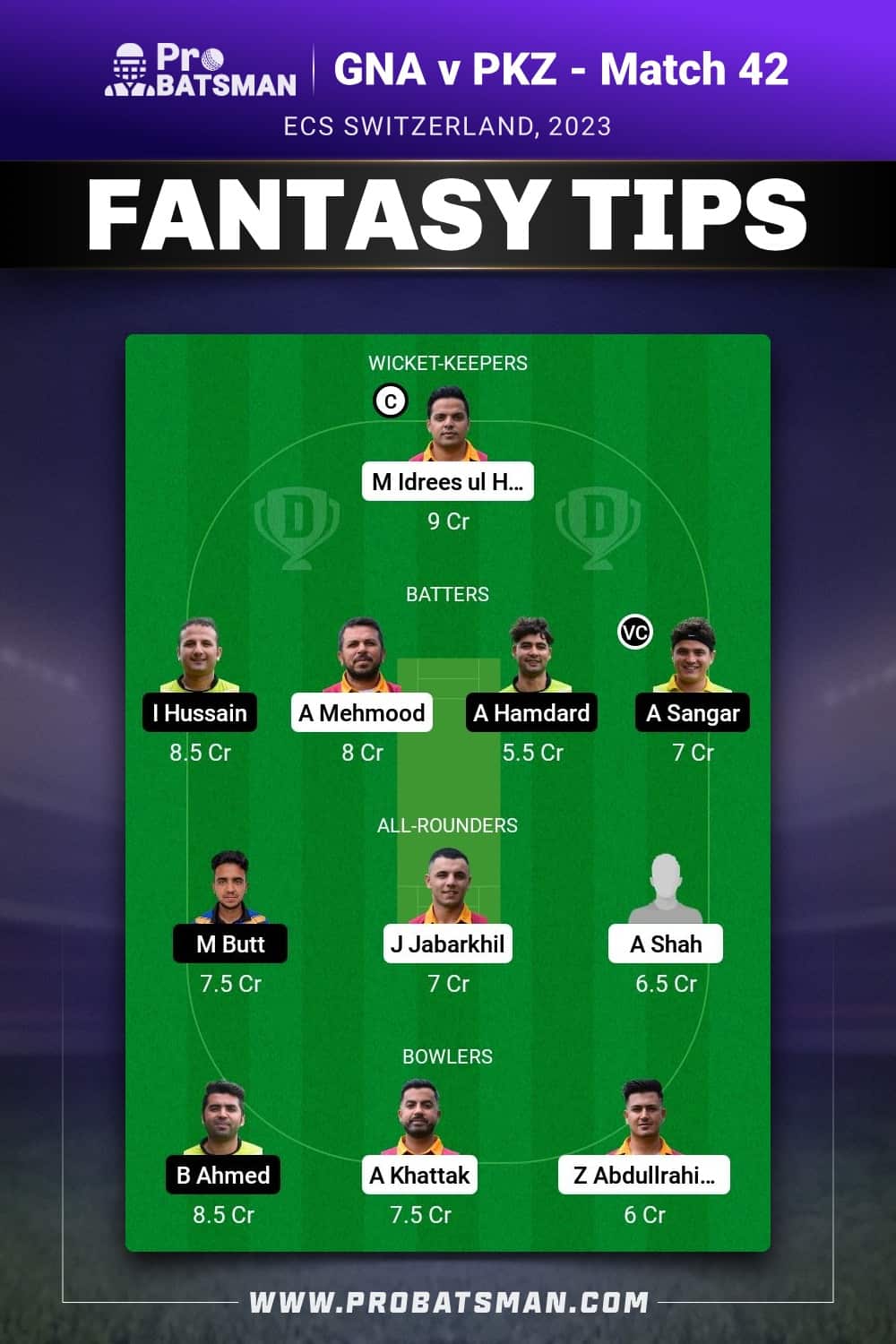 GNA vs PKZ Dream11 Prediction - Fantasy Team 2 GNA vs PKZ Dream11 Prediction - Fantasy Team 2