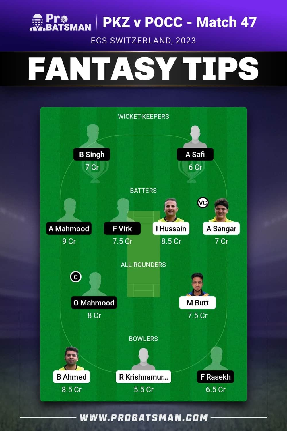 PKZ vs POCC Dream11 Prediction - Fantasy Team 2 PKZ vs POCC Dream11 Prediction - Fantasy Team 2