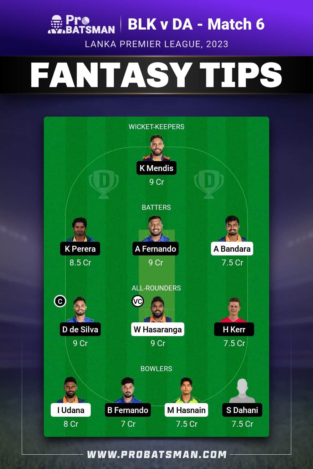 BLK vs DA Dream11 Prediction - Fantasy Team 1 BLK vs DA Dream11 Prediction - Fantasy Team 1