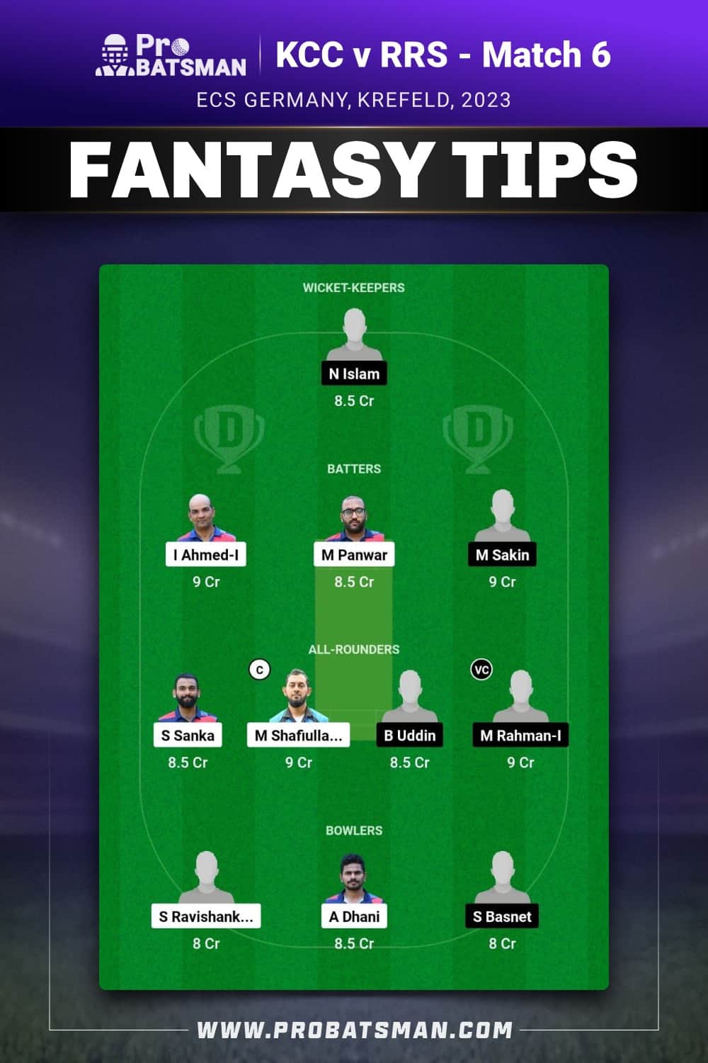 KCC vs RRS Dream11 Prediction - Fantasy Team 1 KCC vs RRS Dream11 Prediction - Fantasy Team 1
