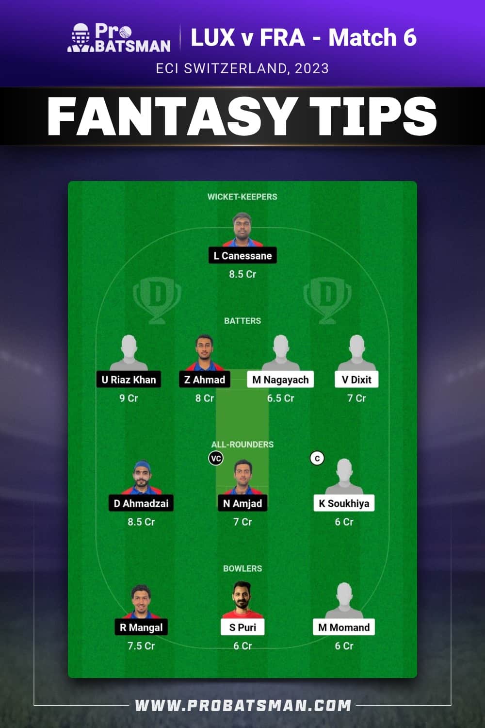 LUX vs FRA Dream11 Prediction - Fantasy Team 1 LUX vs FRA Dream11 Prediction - Fantasy Team 1