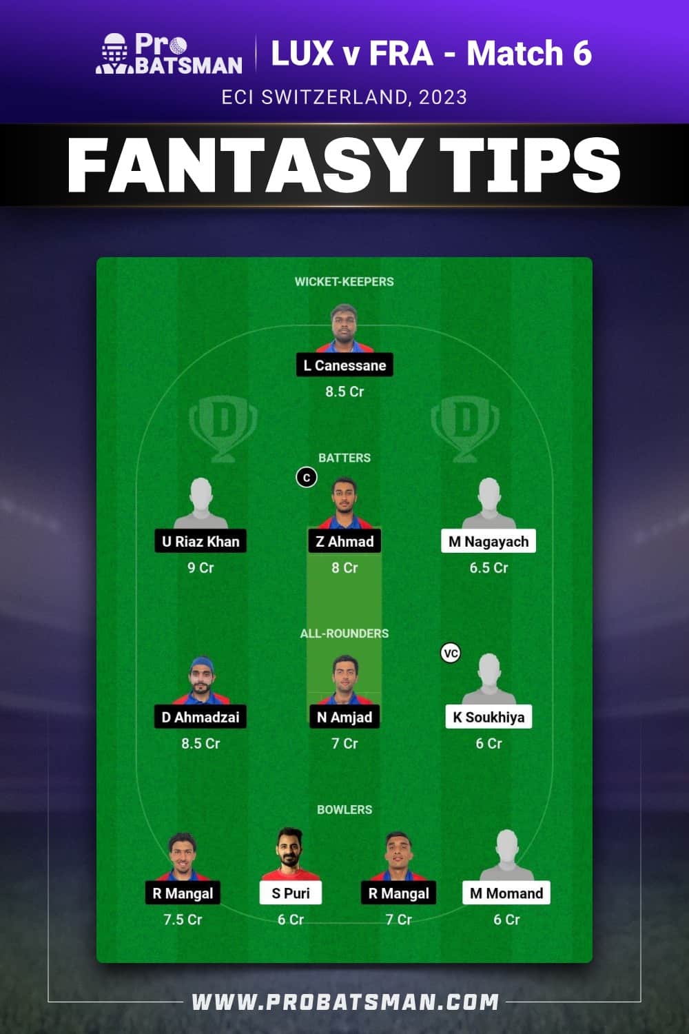 LUX vs FRA Dream11 Prediction - Fantasy Team 2 LUX vs FRA Dream11 Prediction - Fantasy Team 2