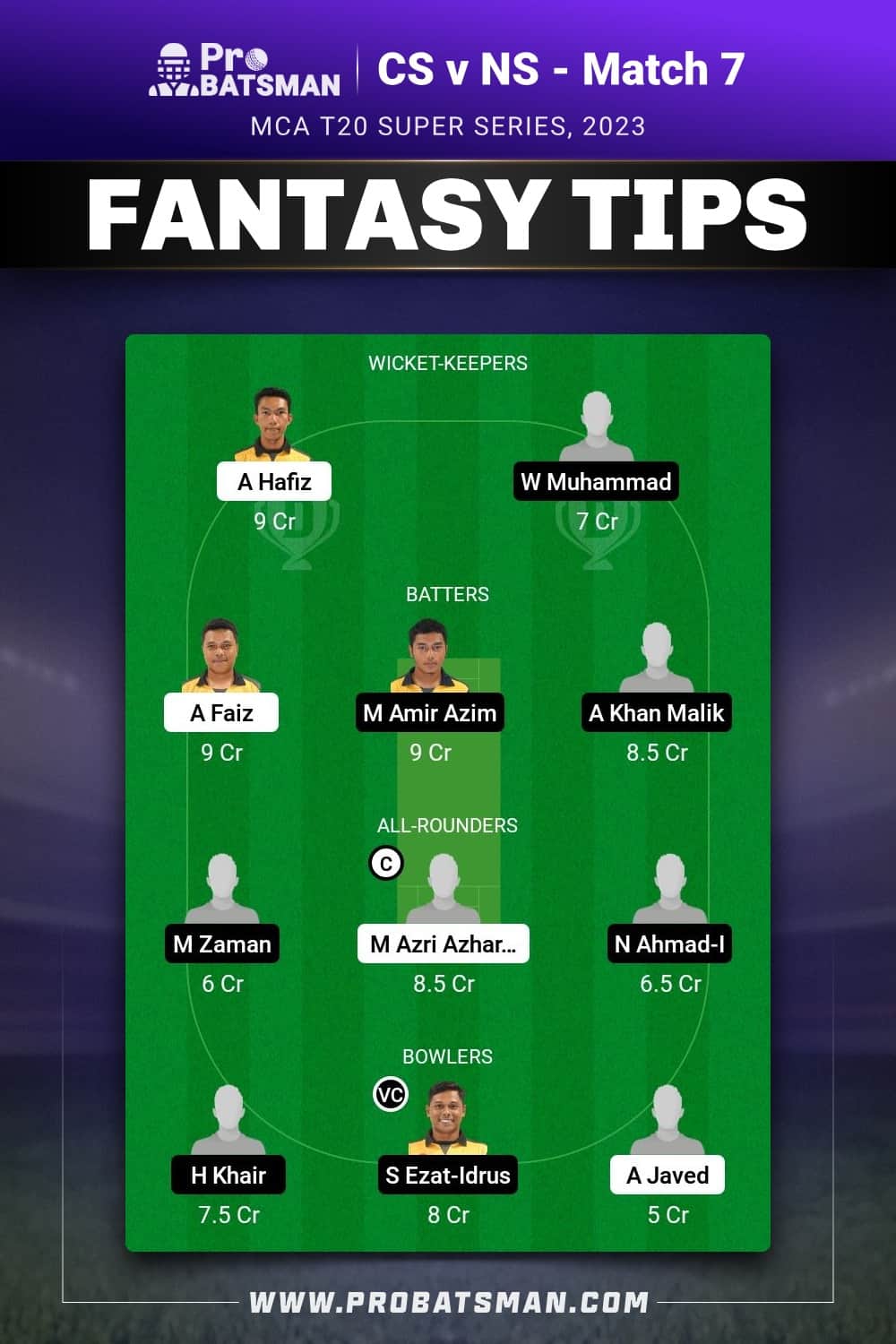 CS vs NS Dream11 Prediction - Fantasy Team 1