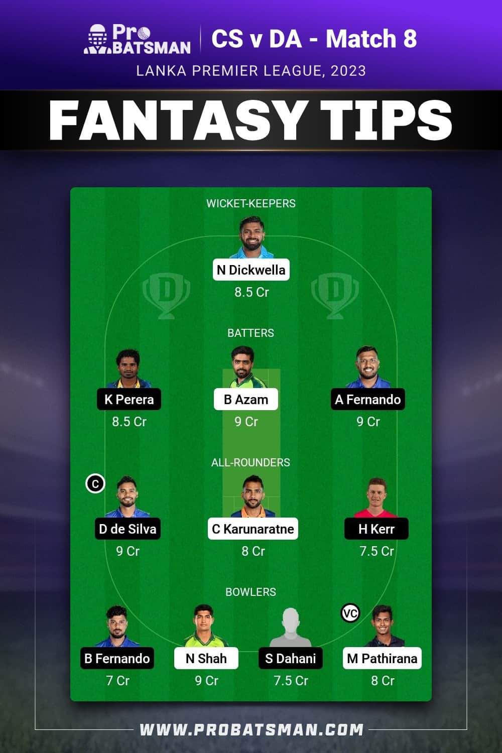 CS vs DA Dream11 Prediction - Fantasy Team 1 CS vs DA Dream11 Prediction - Fantasy Team 1