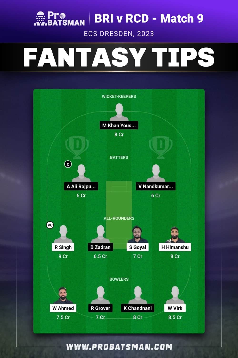 BRI vs RCD Dream11 Prediction - Fantasy Team 1