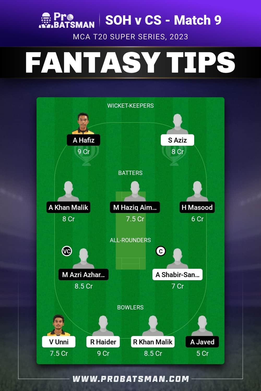 SOH vs CS Dream11 Prediction - Fantasy Team 1